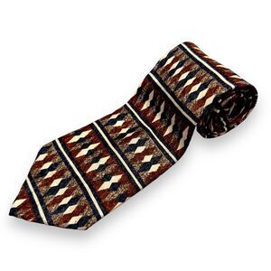 G.J. Cahn‎ Mens Vintage Silk Dress Tie Made in USA Geometric Diamond 60" 3.75"